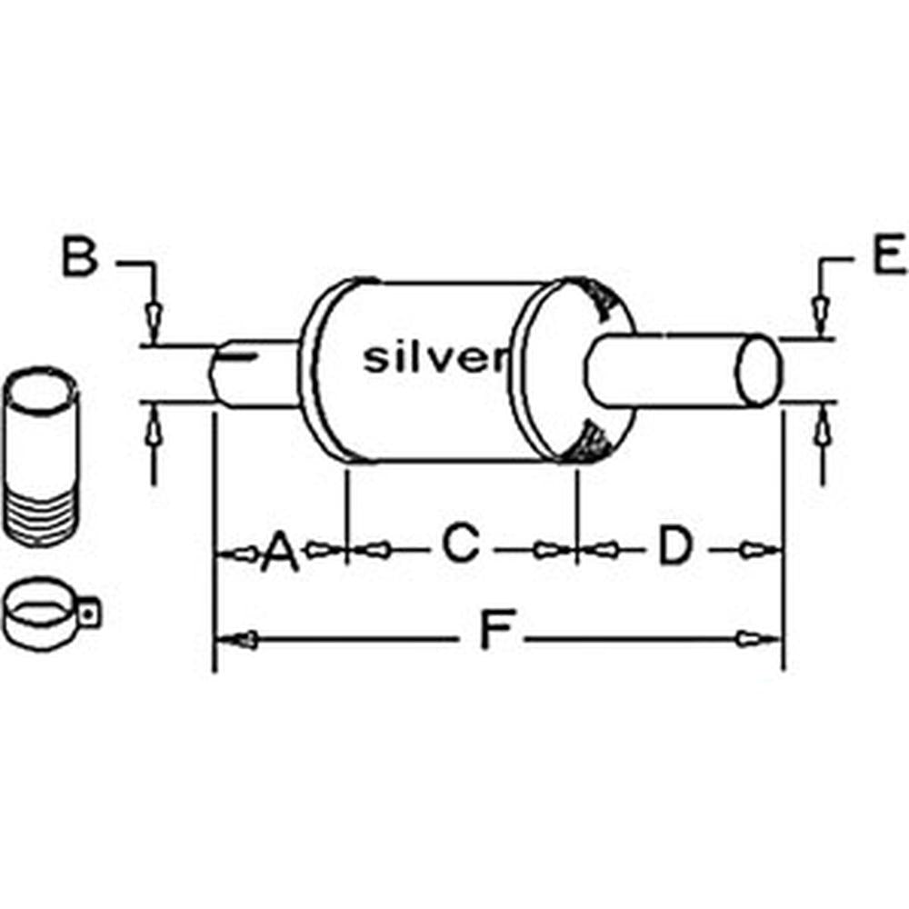 71117541 Muffler for Gleaner Combine A B R Diesel 12" Long 2.5" O.D. 2 3/8" I.D.