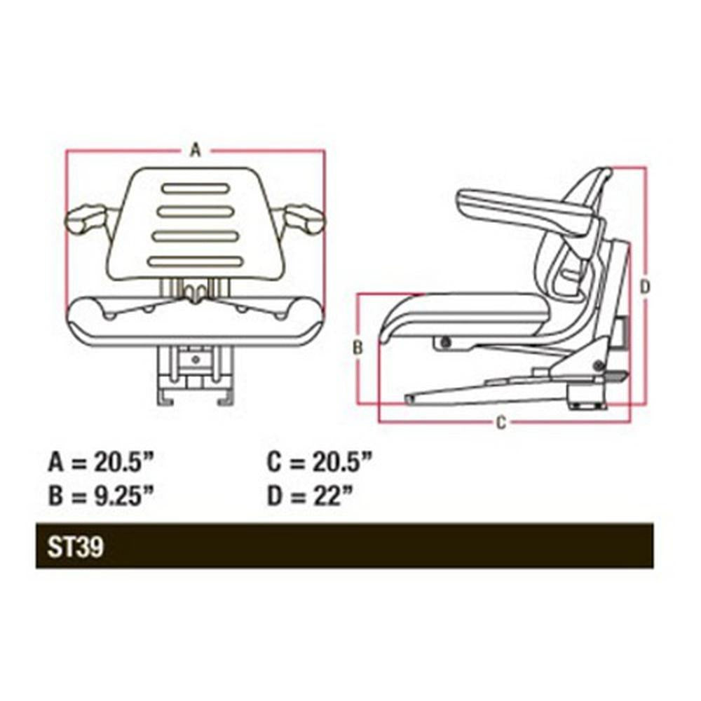 008000167B91 Black Seat for Mahindra Tractor 4500 5500 6000 6500